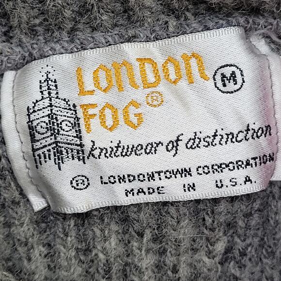 Vintage 80s London-Fog Shetland Wool Sweater S/M 18x23 USA - Picture 7 of 11